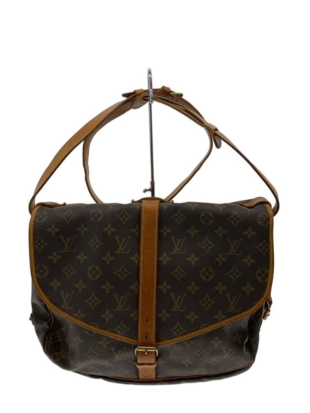 LOUIS VUITTON Saumur Canvas Leather Brown All over